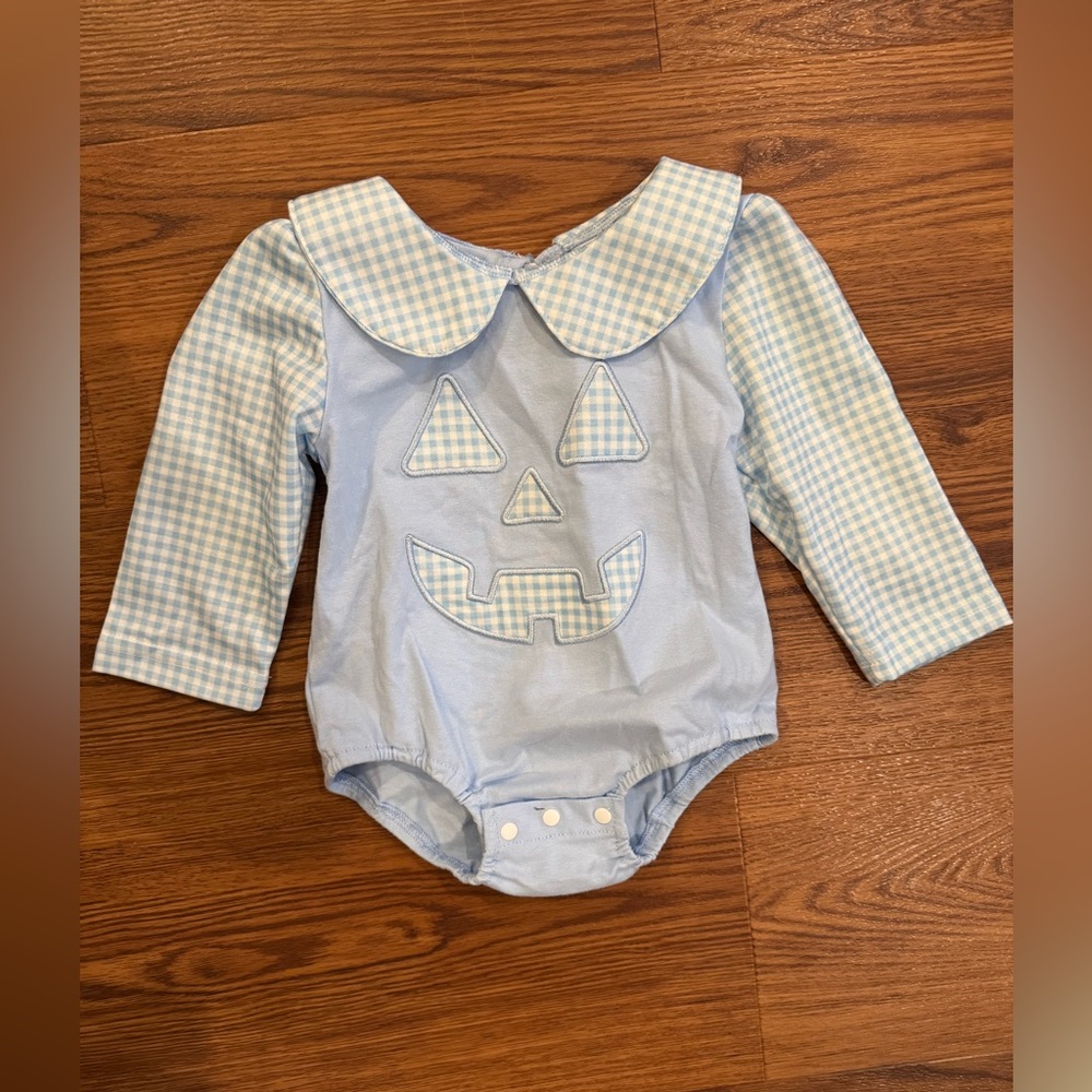 Blue Gingham Jack-O-Lantern Bubble